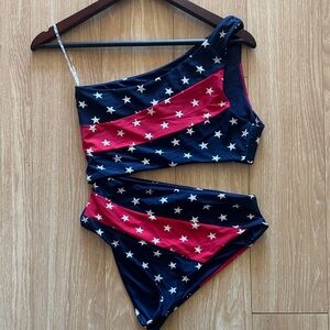 Beach Riot Star-Patterned One-Shoulder Swimsuit medium - never worn or washed